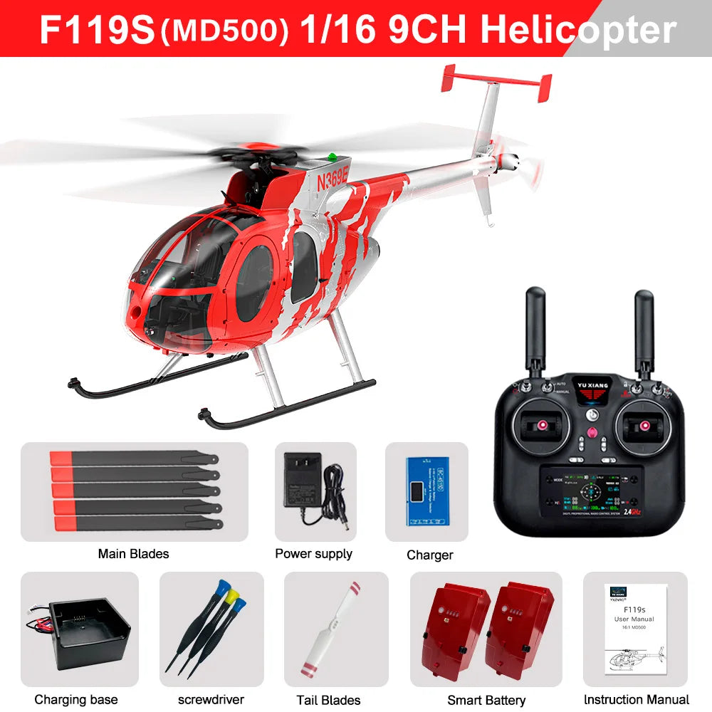 Nuevo YUXIANG F119S(MD500) helicóptero 9CH GPS 1/16 flujo óptico sin escobillas 18Min avión de lucha para regalo de vacaciones
