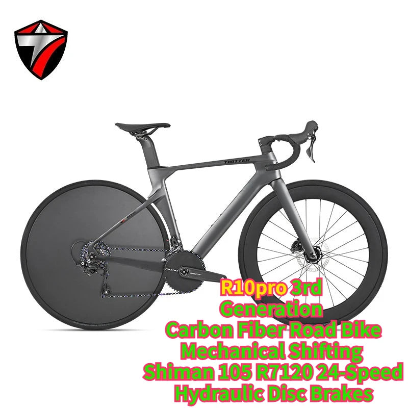 Bicicleta de carretera de carbono TWITTER R10pro, transmisión electrónica EVO TX-24S, transmisión mecánica 105R7120-24S.