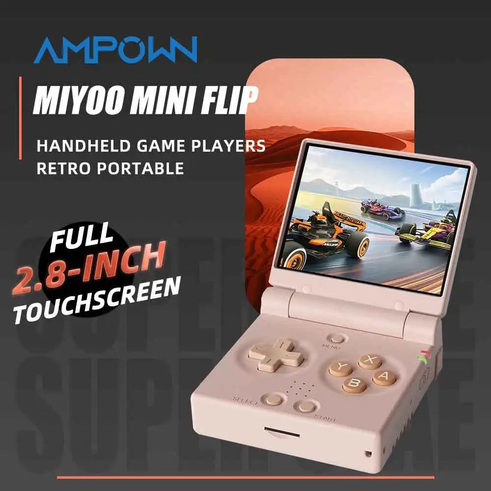 Consola de juegos portátil MIYOO MINI FLIP con pantalla IPS de 2.8'', sistema Linux, consolas de videojuegos, estuche gratis, doble joystick analógico, regalo para gamers.
