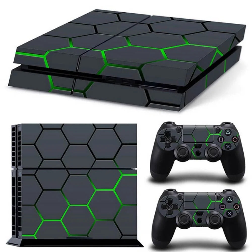 Adhesivo protector de vinilo compatible con consola PS4 y 2 mandos, funda extraíble