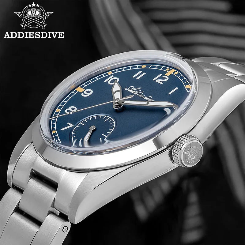 Reloj de lujo para hombre ADDIESDIVE, movimiento japonés VH31, resistente al agua 10 bares, brazalete de acero inoxidable, reloj de cuarzo para hombre con luz nocturna