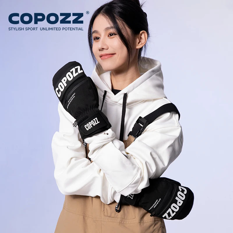 COPOZZ 3M Thinsulate grueso adulto adolescente profesional Snowboard guantes de esquí a prueba de viento invierno cálido guantes térmicos para nieve moto de nieve