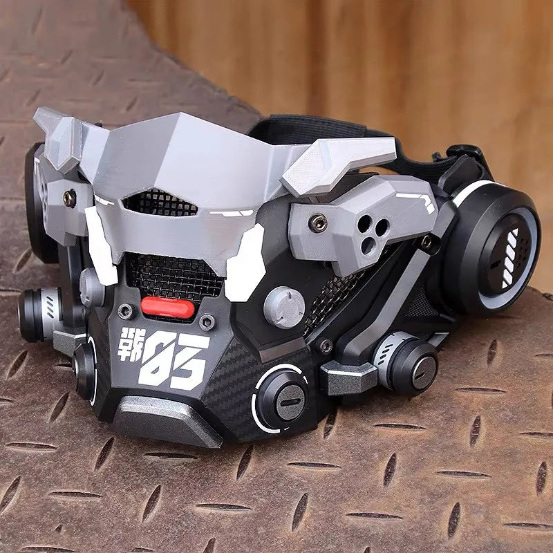Máscara Facial Cyberpunk Mecha Futurista, Tecnología de Ciencia Ficción, Máscara Táctica Punk Mecánica, Accesorios de Cosplay para Halloween y Festivales de Música