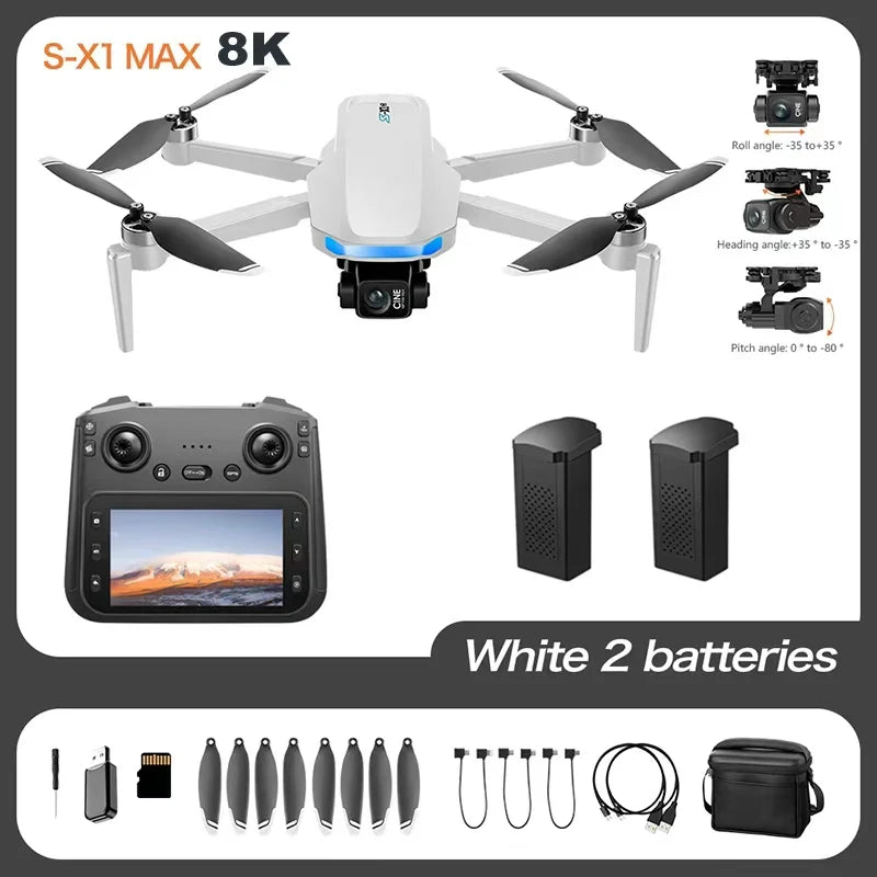 Original S-X1 Dron GPS 8K HD Cámara Profesional Gimbal de Tres Ejes WIFI Evitación de Obstáculos Cuadricóptero Juguete Sin Escobillas Regalo