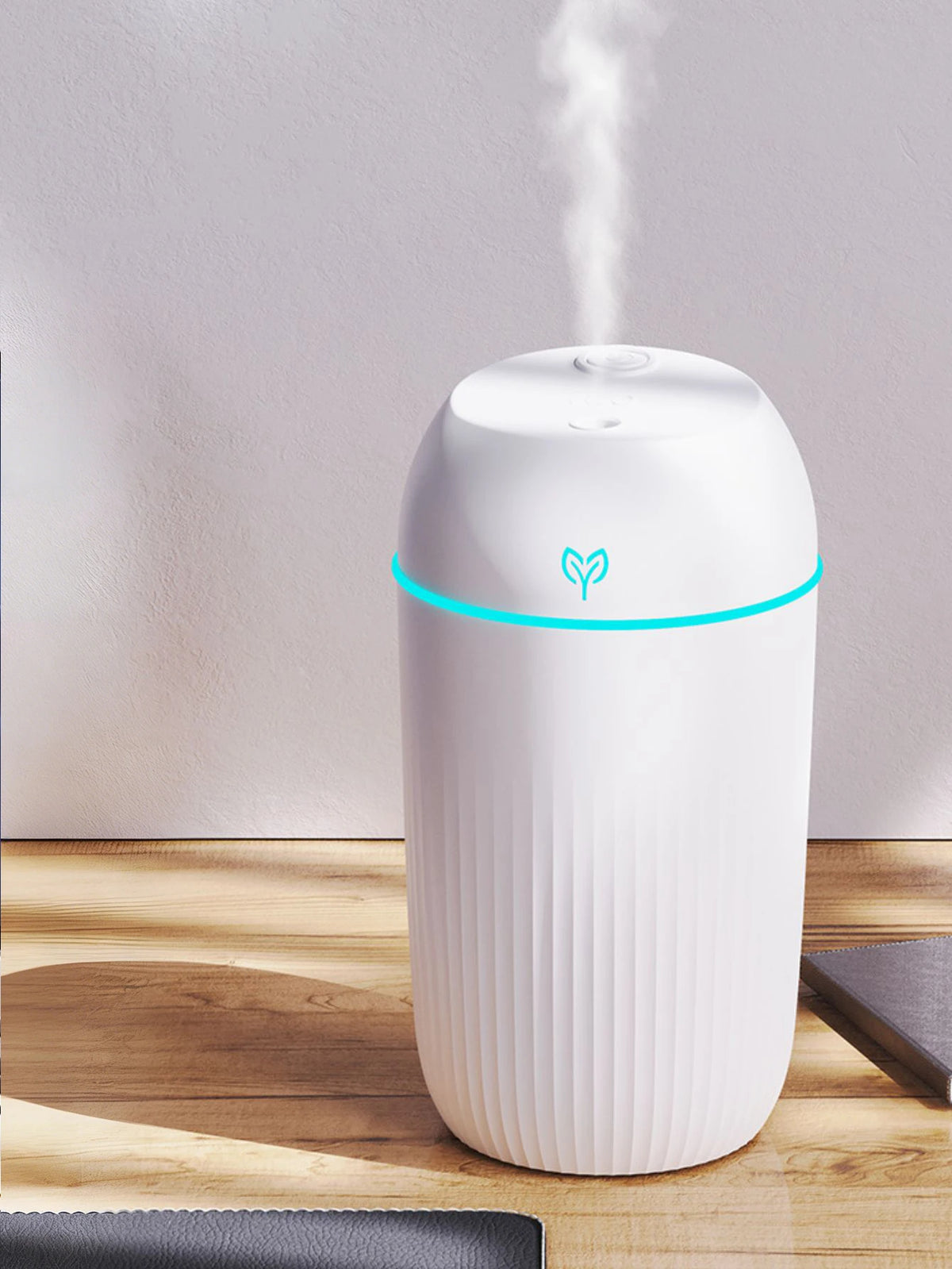 Humidificador ultrasónico portátil USB de 420 ml, mini difusor de aceites esenciales, purificador de aire para coche, generador de niebla aniónica con aroma.