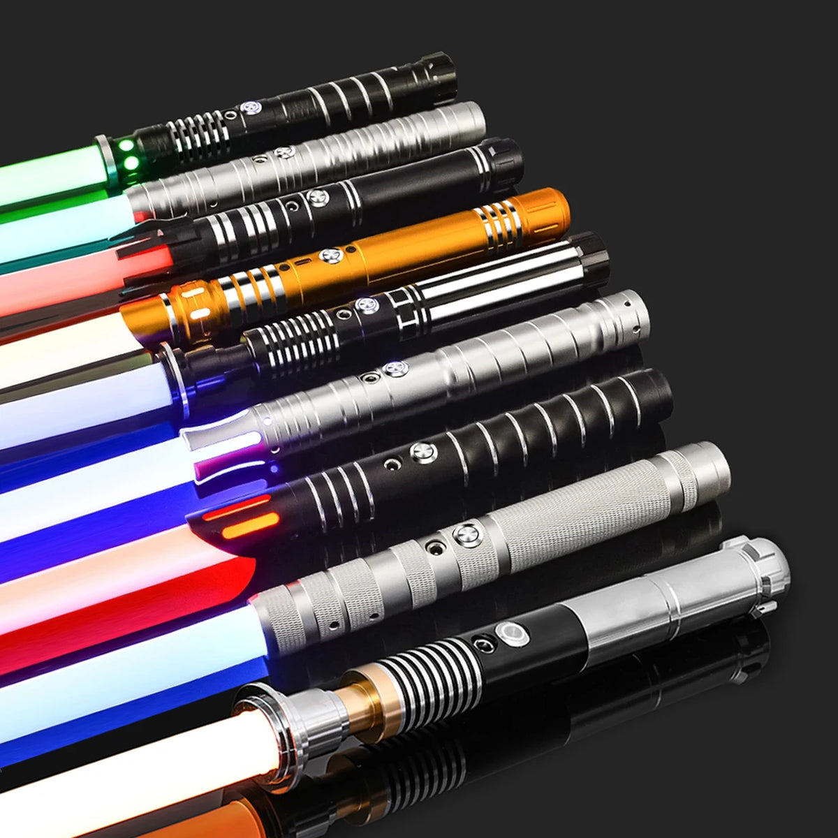 Sable de luz RGB 16 colores con mango de metal, doble filo, sonido para duelo pesado, dos en uno, juguete de utilería para cosplay y escenario