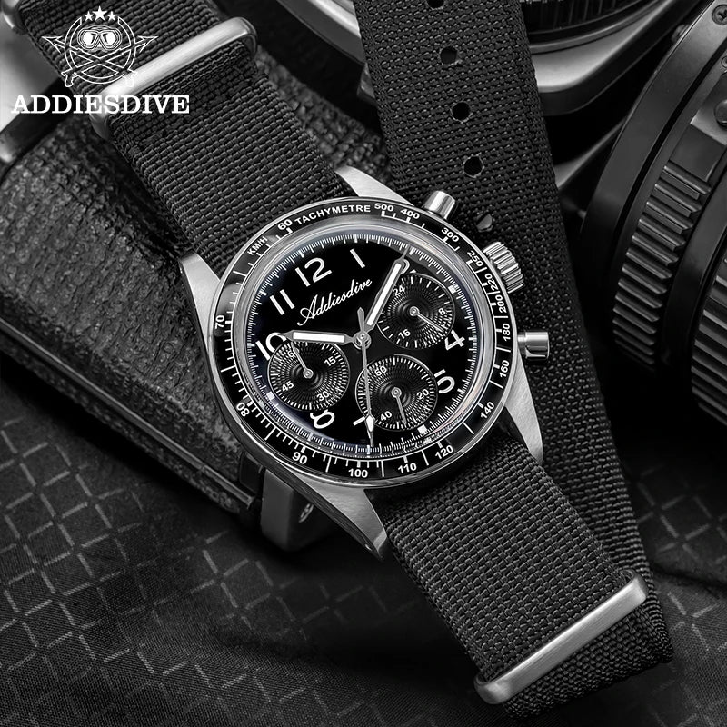 ADDIESDIVE Men  Japan VK63 Quartz Watch 200m Waterproof Watches Ceramic Bezel BGW9 Luminous Fashion Men 2025 High Luxury  Watch