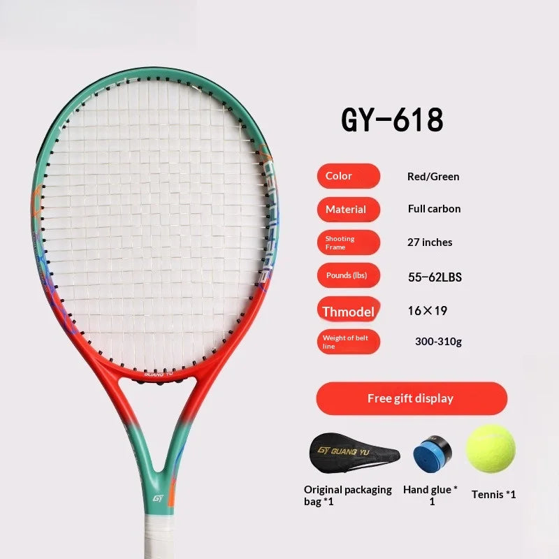 Raqueta de Tenis Profesional Ligera de Fibra de Carbono y Grafito para Entrenamiento y Competición, Interior y Exterior, para Adultos Principiantes