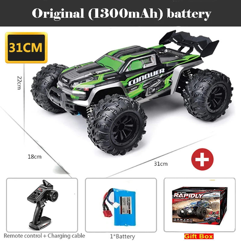 Coches RC de 50 u 80 km/h, escala 1/16, todoterreno, derrape, 4WD con LED, control remoto 2.4G, camión monstruo impermeable, regalo de juguete para adultos y niños
