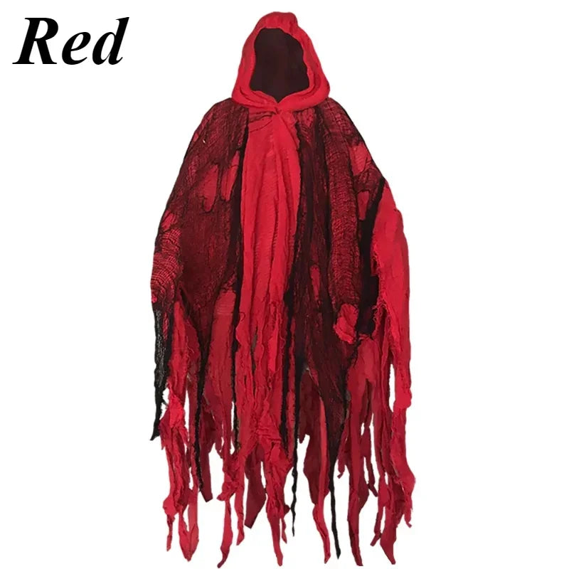 Capas con capucha para Halloween, disfraz de fantasma, muerte, gótico, Horror, Zombie, accesorios de fiesta del Día de los muertos, capas deshilachadas