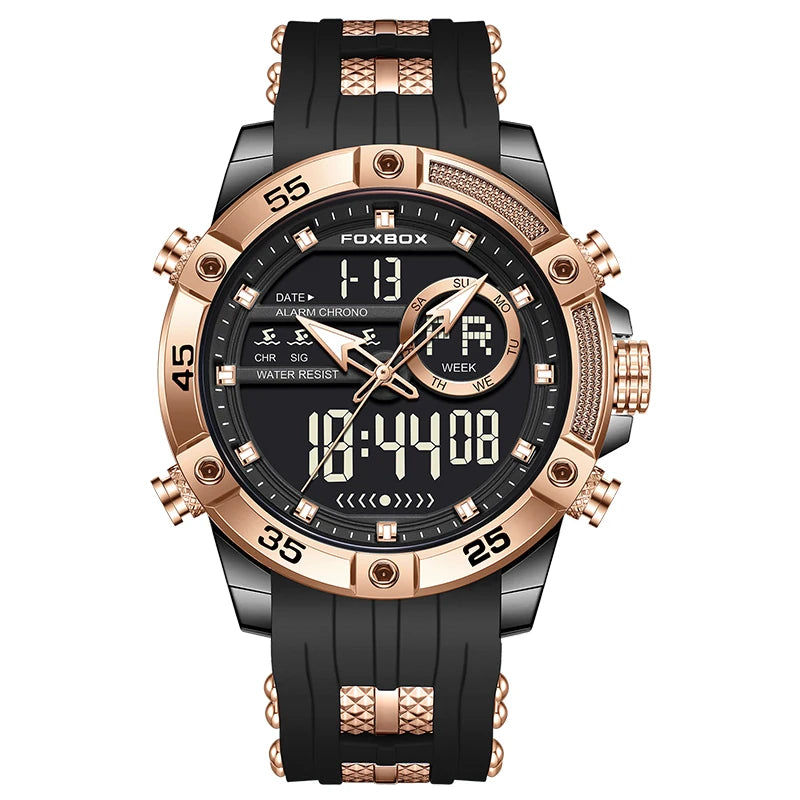 Reloj de lujo para hombre FOXBOX, marca LIGE, relojes digitales de moda, regalos para hombre, relojes de pulsera de cuarzo multifuncionales e impermeables.