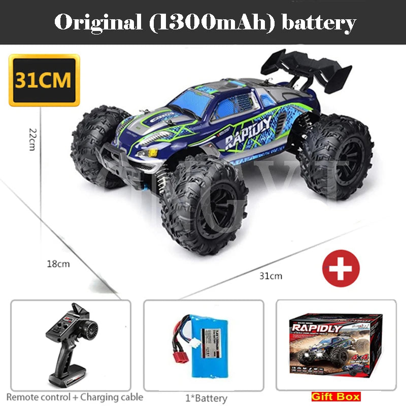 Coches RC de 50 u 80 km/h, escala 1/16, todoterreno, derrape, 4WD con LED, control remoto 2.4G, camión monstruo impermeable, regalo de juguete para adultos y niños