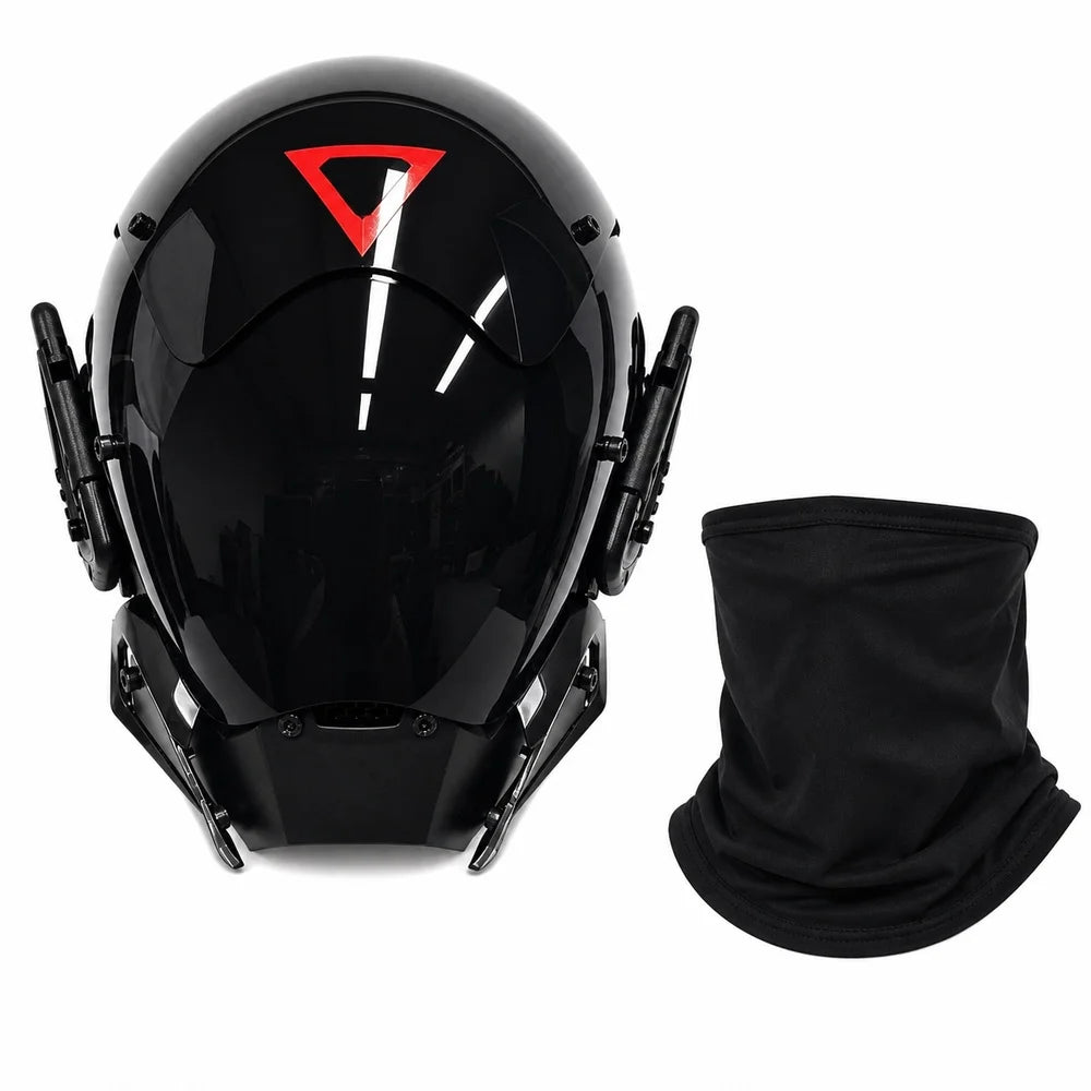 Máscara facial completa con luces LED de estilo cyberpunk, ideal para disfraces futuristas de Halloween, eventos de cosplay, festivales, actuaciones en escenarios y fiestas; accesorio para casco.