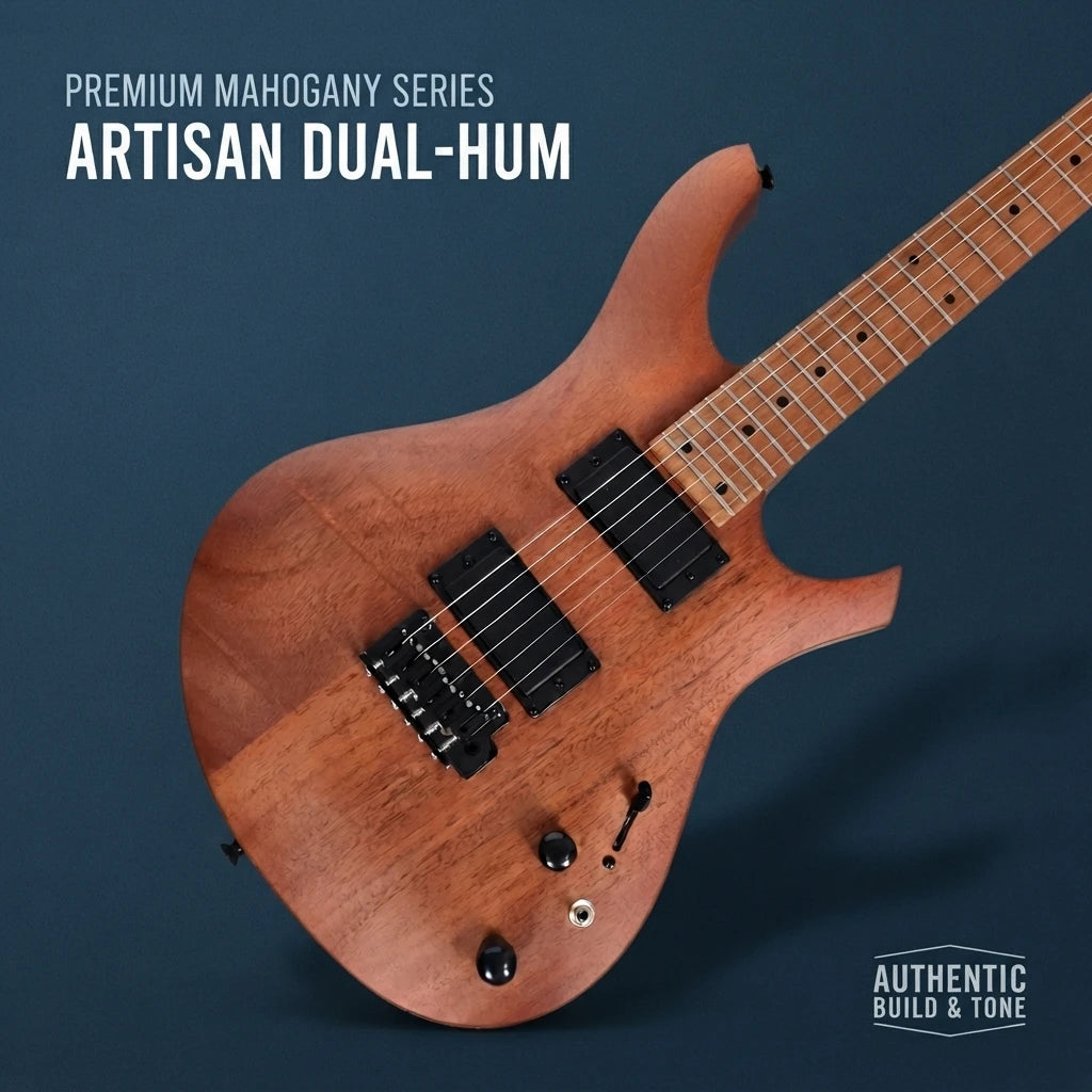 Guitarra eléctrica de estilo rock profesional con acabado brillante, 24 trastes, pastillas HH, herrajes cromados y 6 cuerdas, ideal para músicos que actúan en vivo.