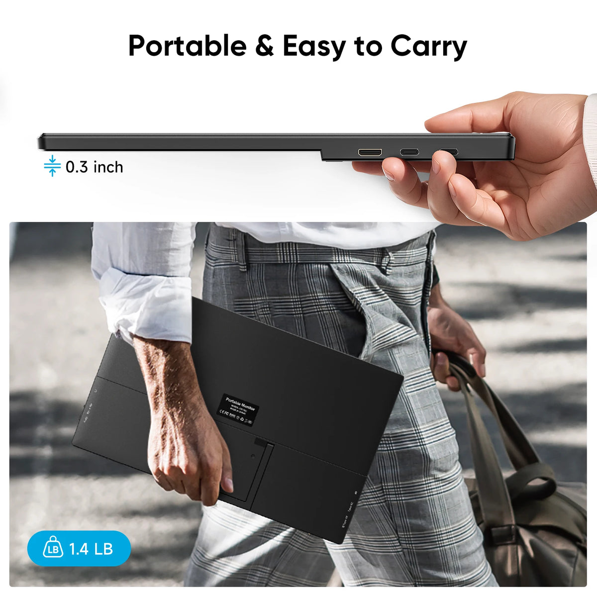 Monitor Portátil Dopesplay de 15.6 Pulgadas, 1080P IPS, Pantalla Externa Extensible para Laptop, PS4, PS5, Switch, Juegos y Viajes