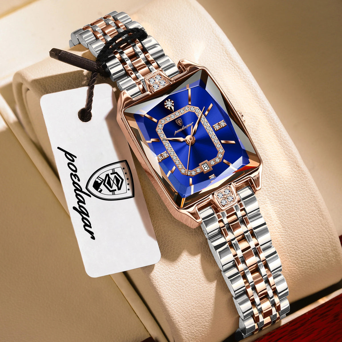 Reloj de pulsera para mujer marca POEDAGAR, resistente al agua, de acero inoxidable, con fecha, elegante, informal, de cuarzo.