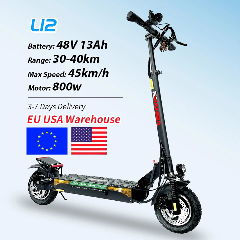 Patinete eléctrico todoterreno negro con iluminación en la base y neumáticos tipo off-road