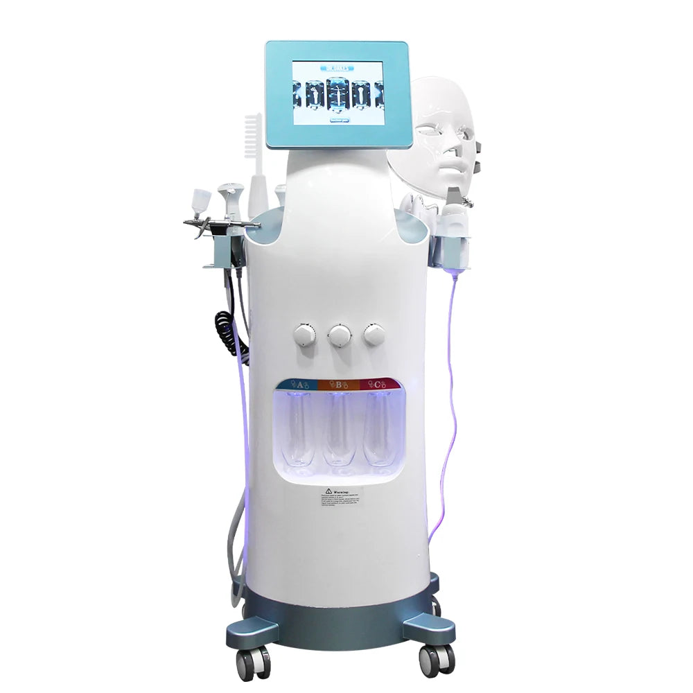 AOKO Nueva Máquina de Belleza 12 en 1 para Hidrodermoabrasión, Peeling Acuático, Ultrasonido Facial, Inyección de Oxígeno, Rejuvenecimiento de la Piel y Blanqueamiento