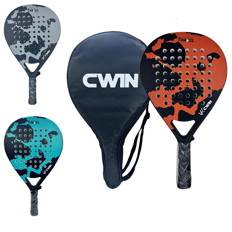 Raqueta de Pádel CWIN Serie Camo, Fibra de Carbono Completa, Núcleo de EVA de 3.6cm, Ideal para Principiantes, con Bolsa Protectora