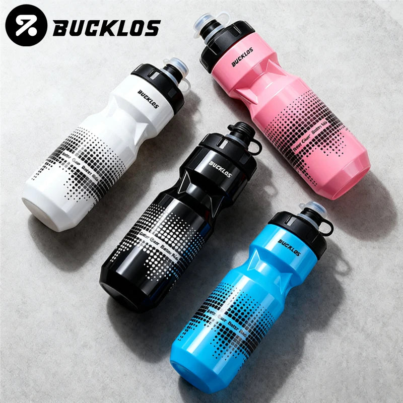Botella de agua para bicicleta BUCKLOS de 710 ml, sin BPA, botella deportiva con sistema de apertura por compresión, a prueba de polvo y fugas, ideal para bicicletas de carretera y de montaña.