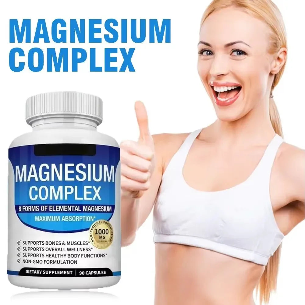 2 unidades de complejo de magnesio 1000 mg, suplemento para la salud