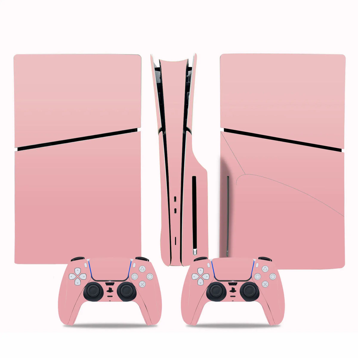 Adhesivo de vinilo para consola PS5 Slim con lector de disco y 2 mandos, cobertura completa
