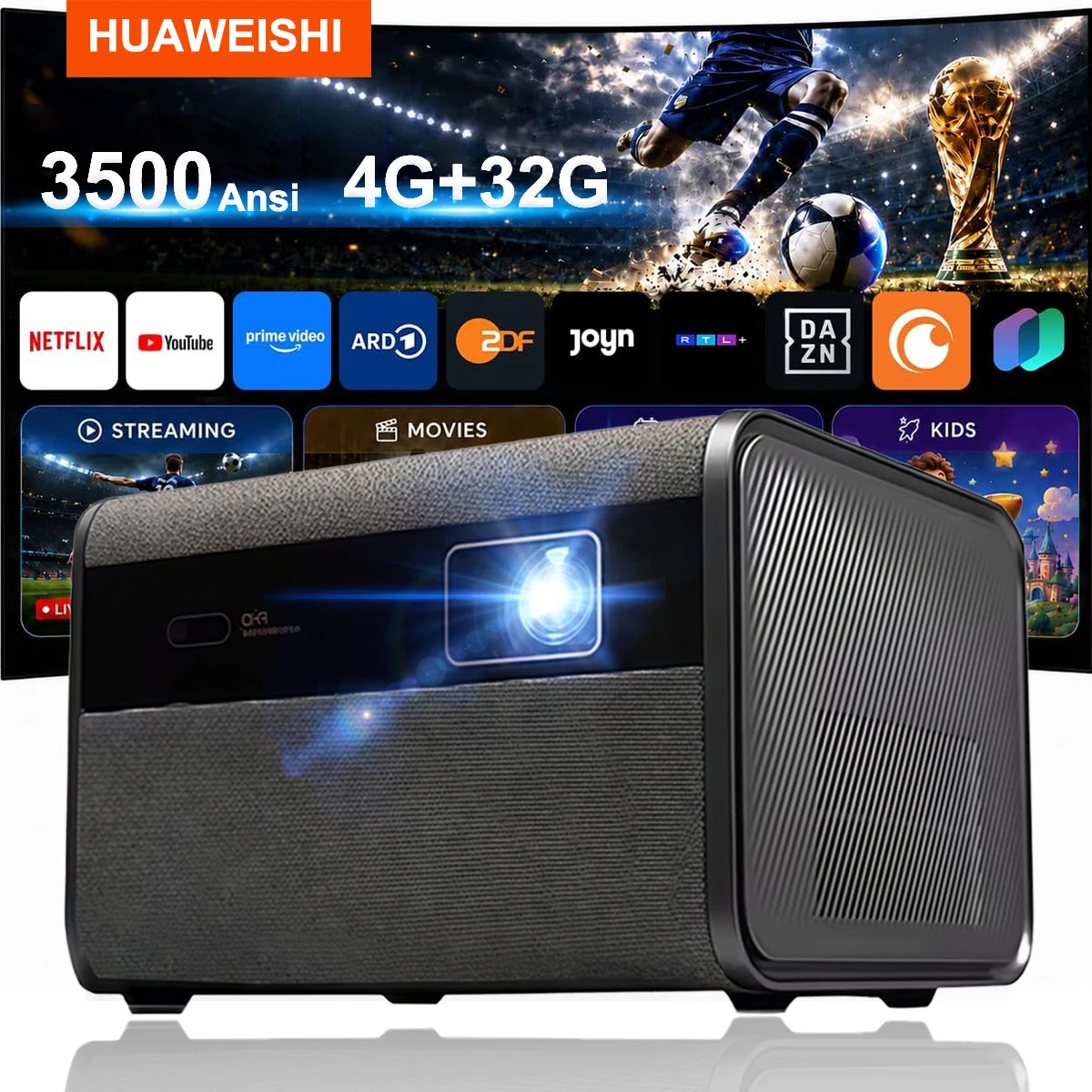 Proyector LED Huaweishi-J10, 1920x1080P, Autoenfoque, 4K, Video HD, Teléfono Móvil para Exteriores, Cine en Casa Inteligente Android, Nuevo