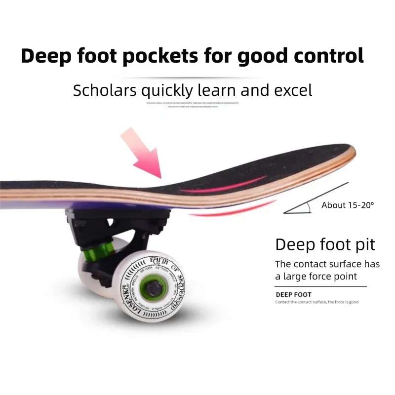 Patineta de Doble Kick para Principiantes, 7 Capas de Madera de Arce, Cuatro Ruedas, Cruiser Urbano, Tabla Completa para Adultos, Hombres, Mujeres y Adolescentes