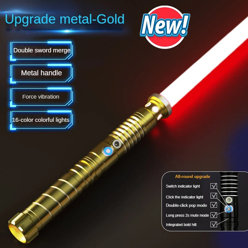 Juguete de espada láser de metal, sable de luz RGB con 7 colores, sonido, efectos Force FX, FOC Blaster, espada láser Jedi para niños, regalo