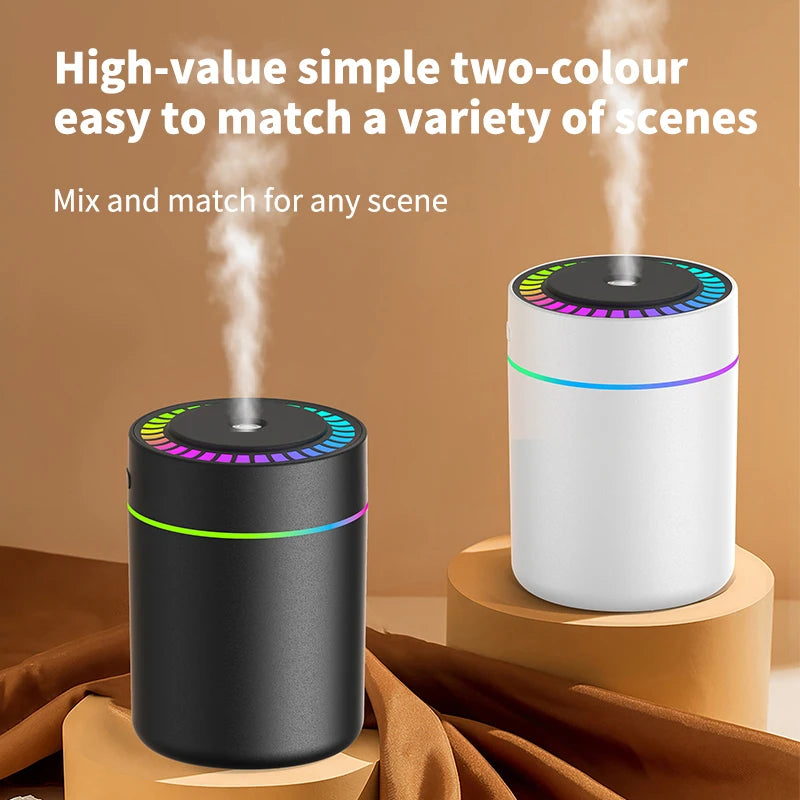Difusor de aromaterapia de 180ml, humidificador, aceite esencial de aromaterapia, purificador de aire, coche para dormir, llevar en casa, luz LED de 7 colores