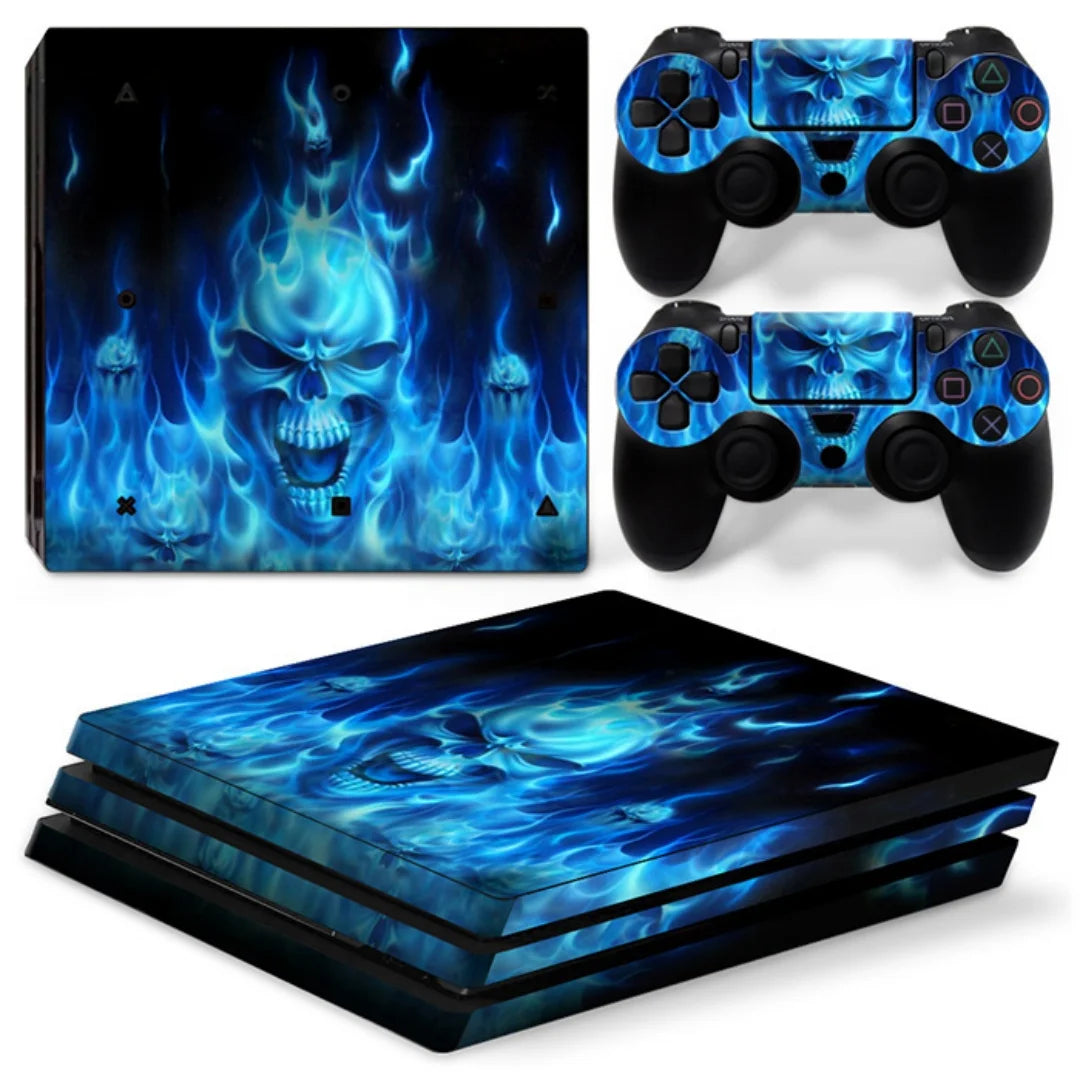 Protective Vinyl Decal Skin Sticker Full Set Cover Wrap for PS4 Pro Console and 2 Controllers