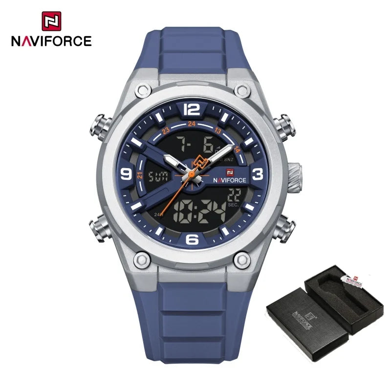 Reloj deportivo NAVIFORCE NF9265, nuevo modelo, resistente al agua y a los golpes, con calendario luminoso y correa de silicona para hombre