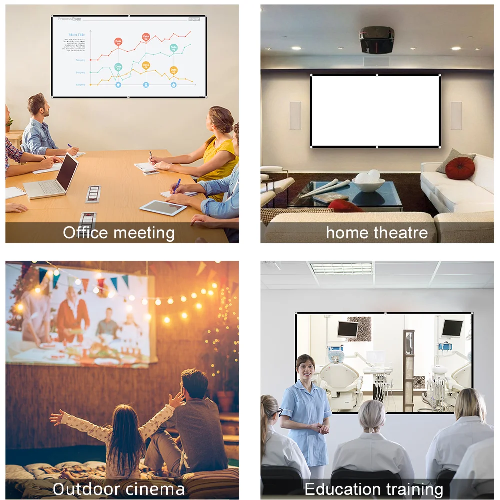 Pantalla de proyección blanca para oficina, cine en casa, exterior y formación