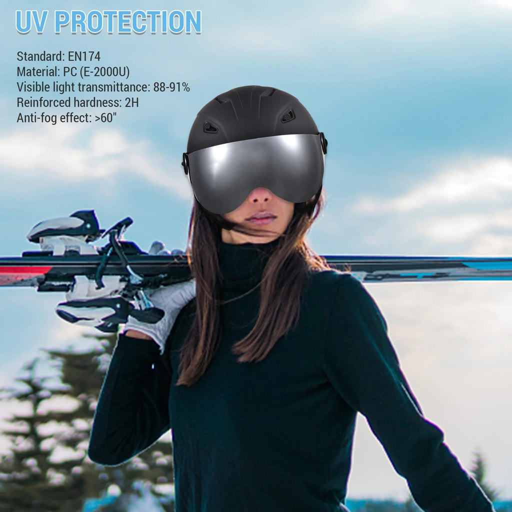Casco de esquí, equipo de protección para snowboard, equipo de seguridad para deportes de invierno, casco para deportes de nieve.