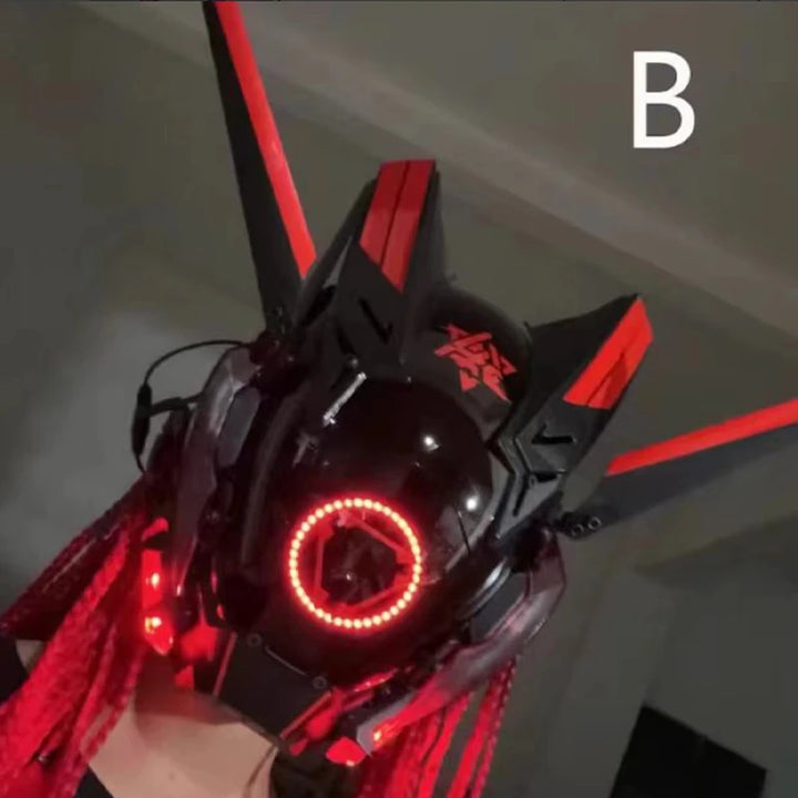 Máscara de casco nuevo Cyberpunk Samurai Robot Tech Shinobi especial Punk Techwear con luz Led máscara de Cosplay juguete niños regalo de Halloween ﻿