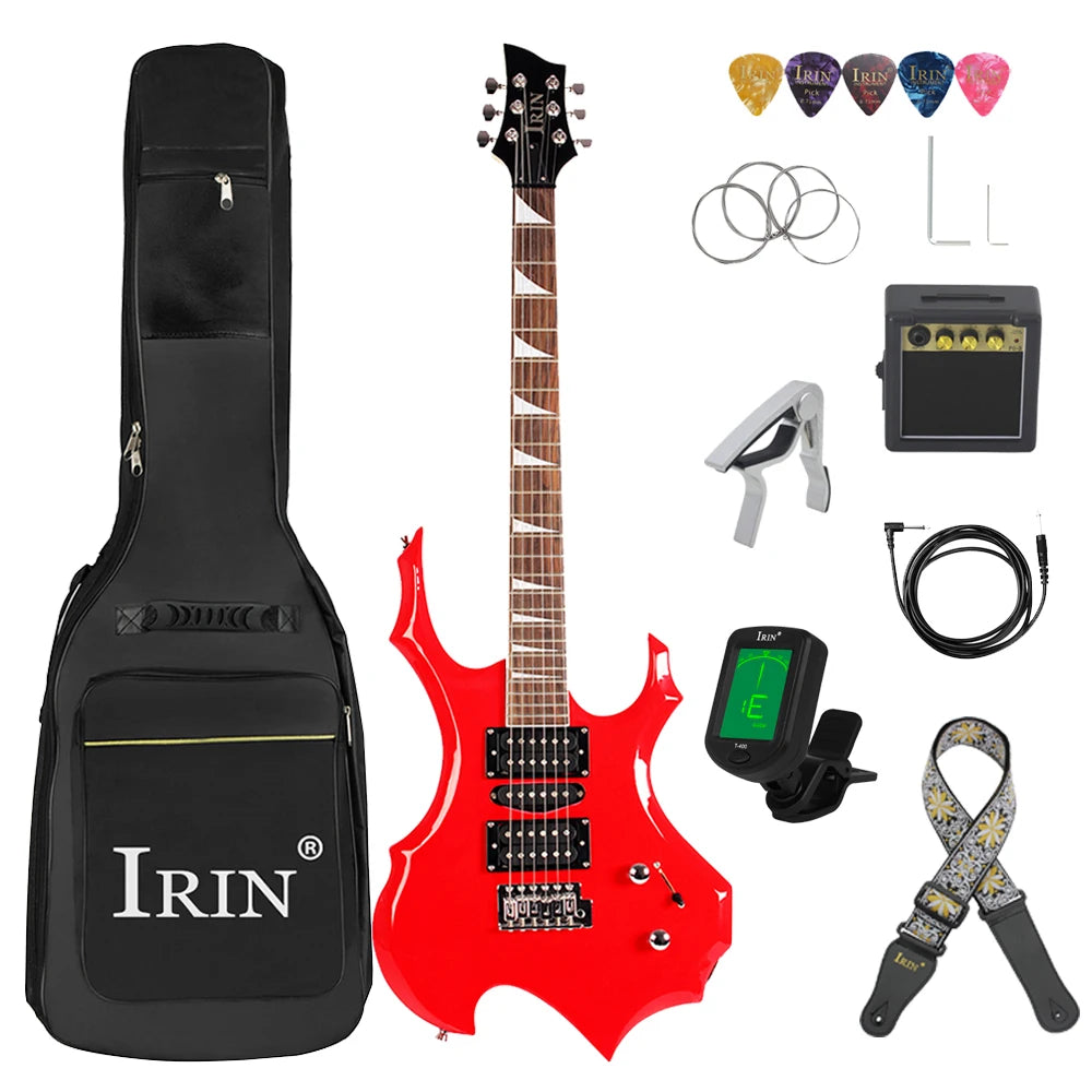 IRIN-Guitarra eléctrica de 6 cuerdas, 24 trastes, cuerpo de arce, juego de Guitarra eléctrica con bolsa, sintonizador de amplificador, púas de correa, Mini accesorios para Guitarra
