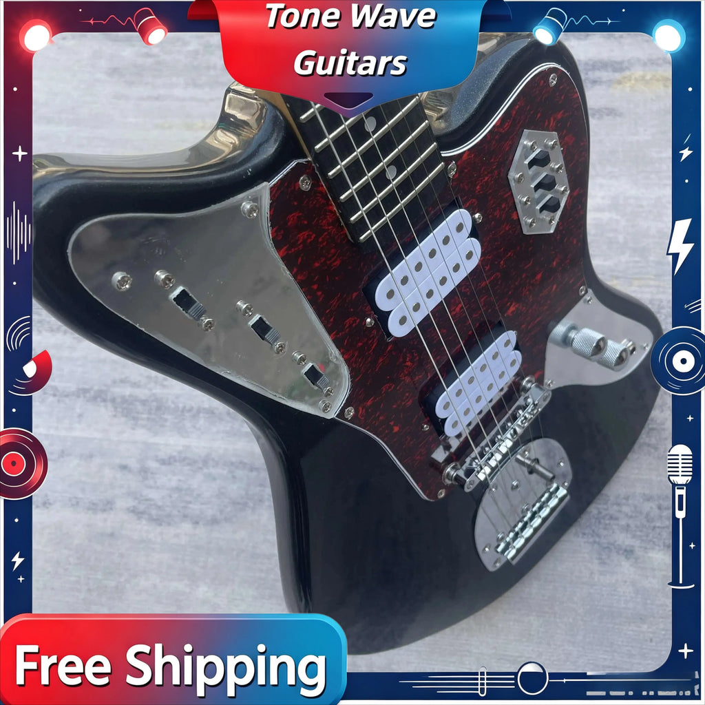 Nueva Guitarra Eléctrica JG Negra con Doble Pastilla Humbucker, Pickguard de Concha de Tortuga, Cuerpo Offset, Guitarra Indie Rock, Envío Incluido