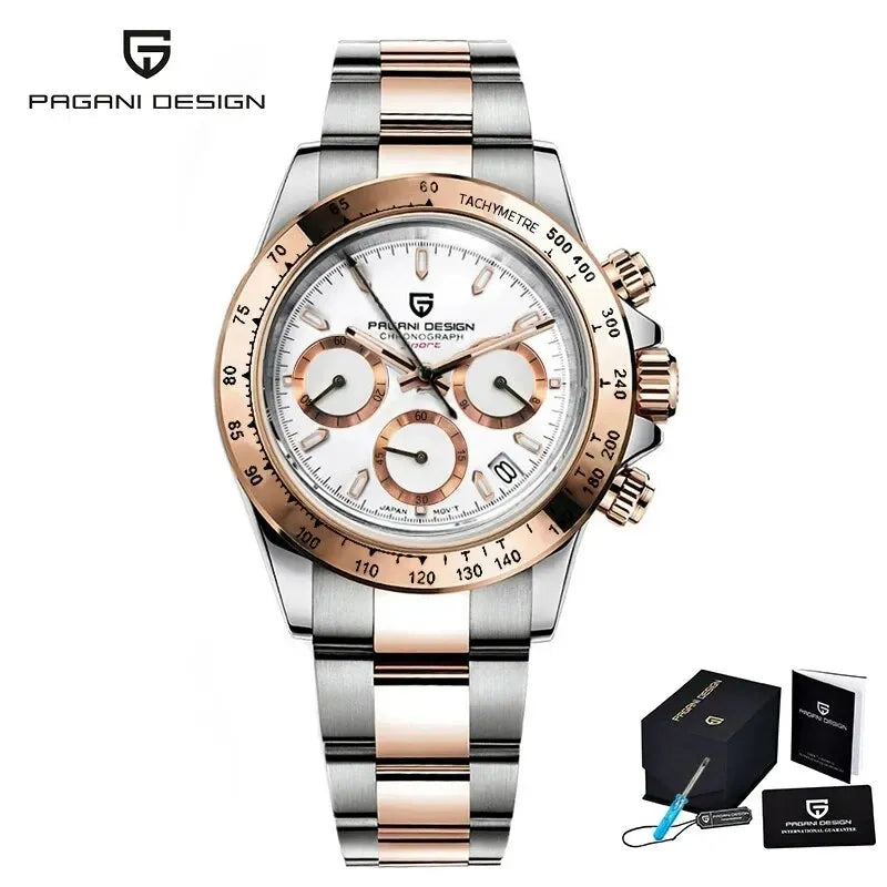 Reloj de hombre PAGANI DESIGN 2026 nuevo, dorado 1644, reloj de pulsera de cuarzo de lujo de marca superior para hombre, cronógrafo, resistente al agua