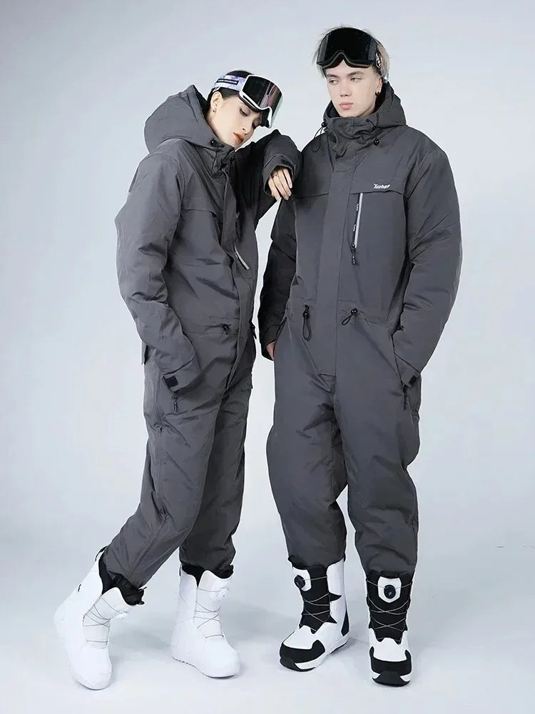 Traje de invierno para montar en motocicleta, mono a prueba de frío, impermeable, a prueba de viento, grueso, cálido, ropa de pesca integrada