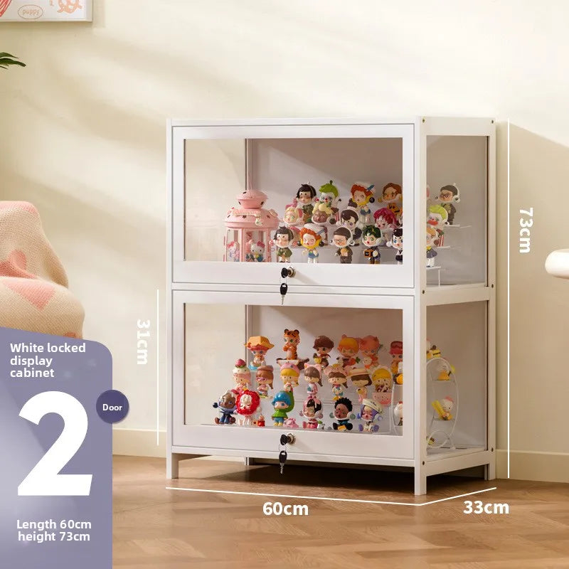 Vitrina transparente para Lego con cerradura, armario para adornos y cajas ciegas, almacenamiento de accesorios, estilo clásico y funcional.