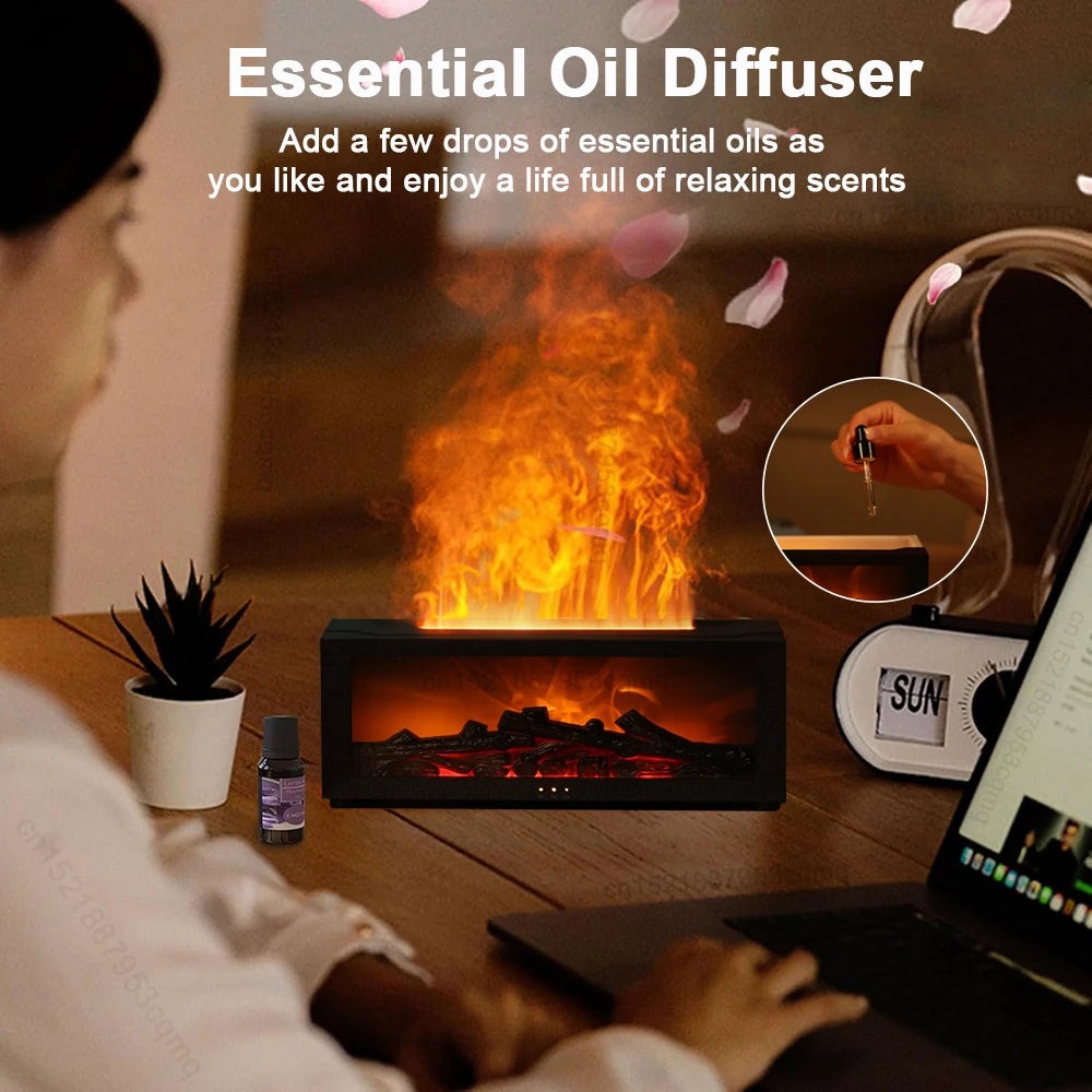 Humidificador de Aroma de aire, humidificador de aceites esenciales, difusor de fragancia de llama, difusor de aromaterapia para el hogar con luz LED y Control remoto