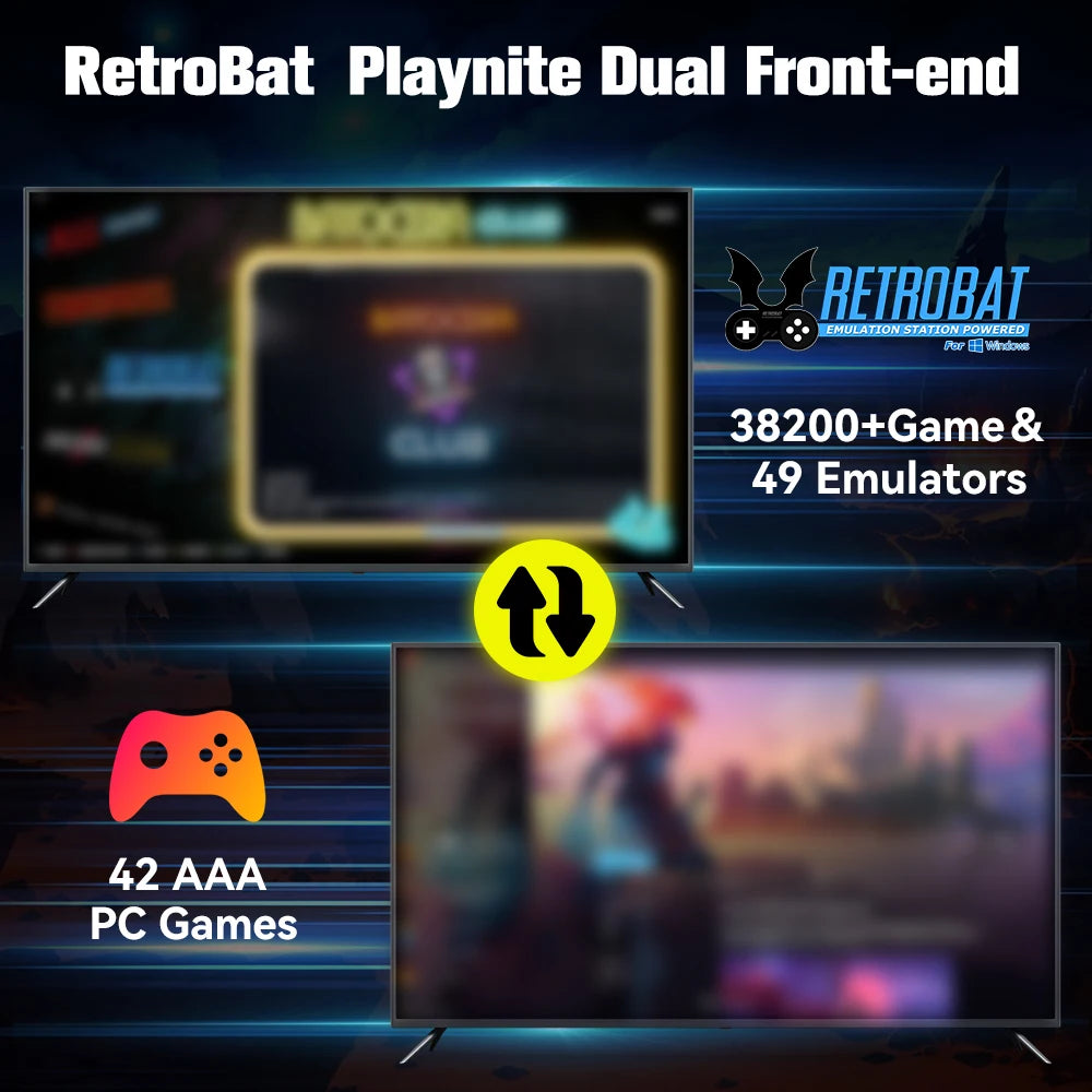 Consola de videojuegos retro con HDD para sistemas Retrobat y Playnite para PS3/PS2/WIIU/WII/Switch/MAME, más de 50 emuladores, 38,293 juegos y 42 juegos AAA para PC