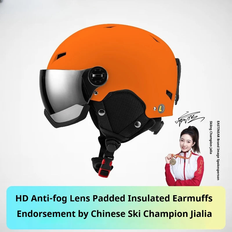 Eastinear-casco de esquí para hombre, gafas de nieve en uno, casco de Snowboard antiimpacto para mujeres adultas, esquí, monopatín, casco de seguridad para Snowboard