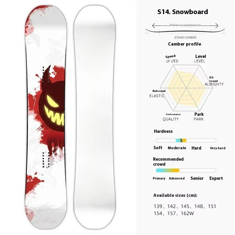 Tabla de Snowboard Todoterreno de Alto Rendimiento, Fabricada con Madera de Álamo, Diseño Camber, para Adultos y Niños, Estilo Libre, Construcción Sandwich