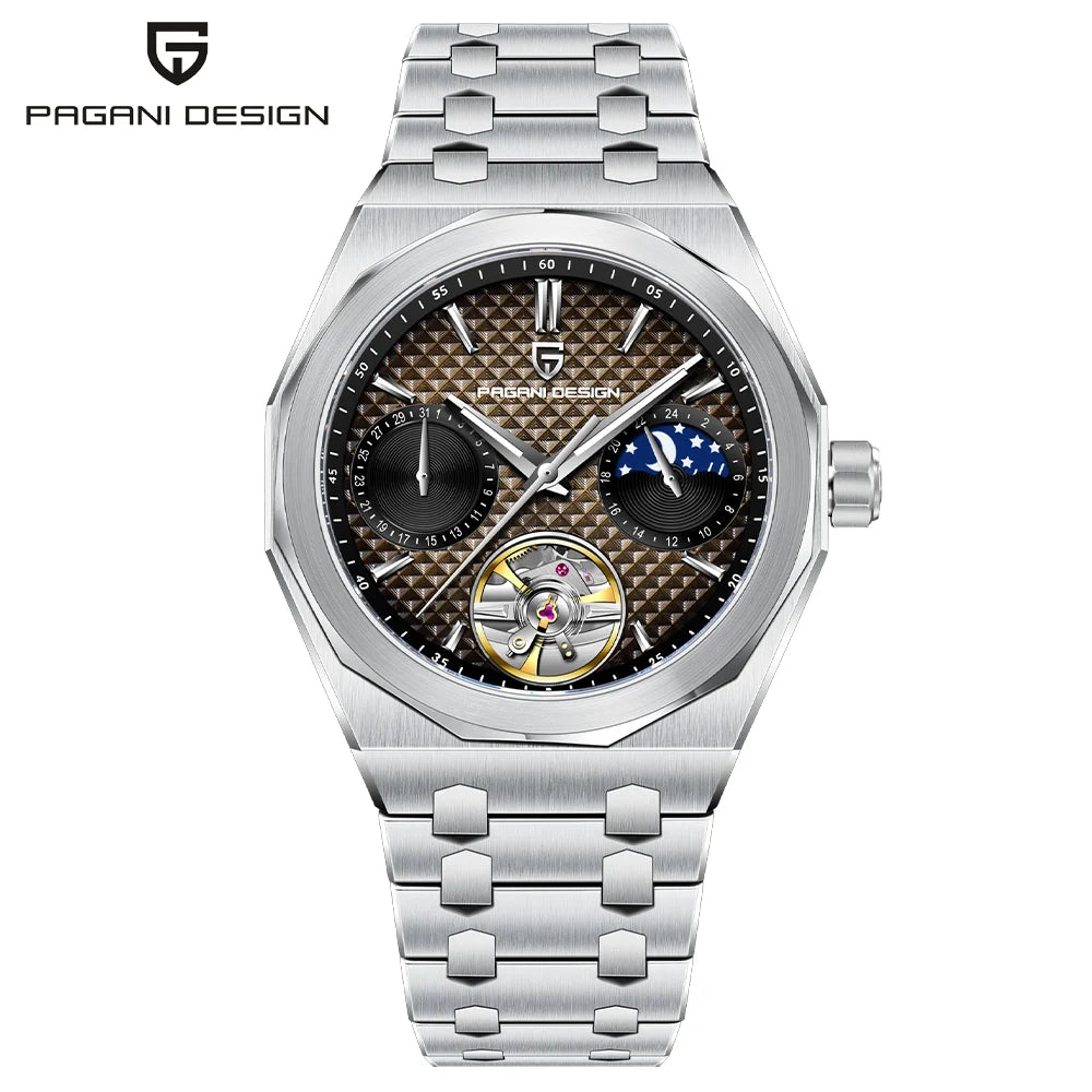 New PAGANI DESIGN Luxury Men's Automatic Watch Sapphire Glass Stainless Steel 100m Moonphase Business Leisure Mechanical Watch