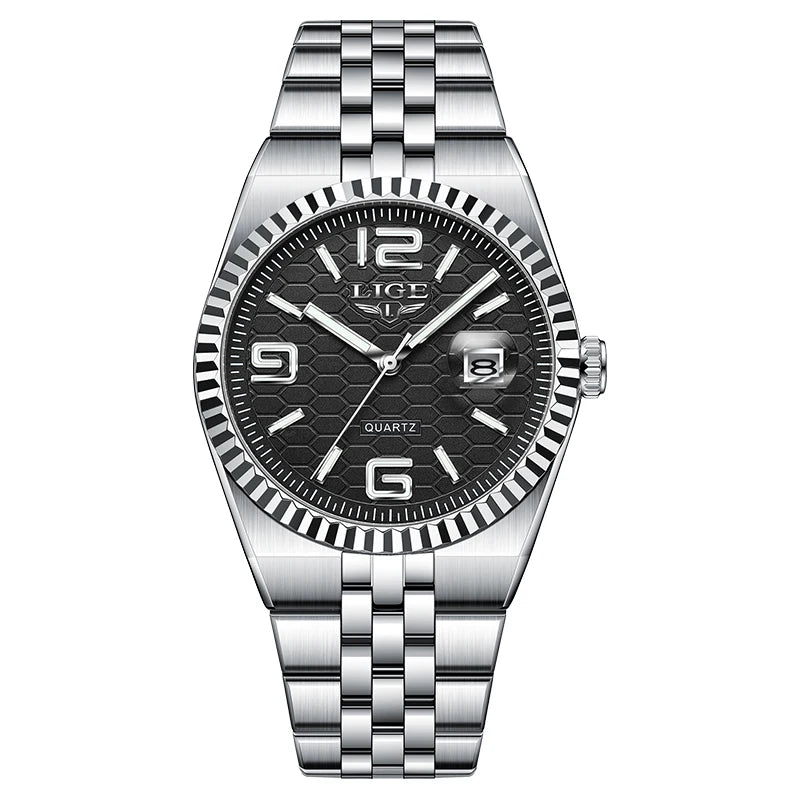 Reloj de pulsera de cuarzo LIGE para hombre, esfera de panal color azul Tiffany, luminoso, resistente al agua 3ATM, reloj de negocios para hombre