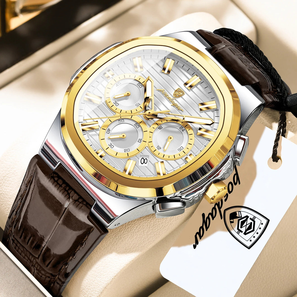 POEDAGAR Sports Top Men Watch Waterproof Luminous Date Chronograph Man Wristwatch Leather Casual Quartz Men’s Watches Male Reloj