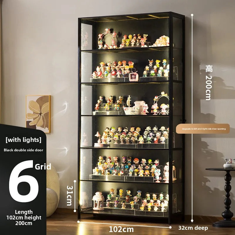 Vitrina de exhibición de madera maciza con puerta de vidrio de lujo, a prueba de polvo, diseño para modelos de cajas ciegas, gabinete de almacenamiento.