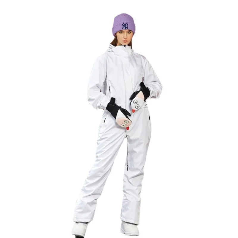 Traje de esquí para deportes al aire libre, mono de esquí para montañismo cálido y grueso a prueba de viento para hombre y mujer de una pieza