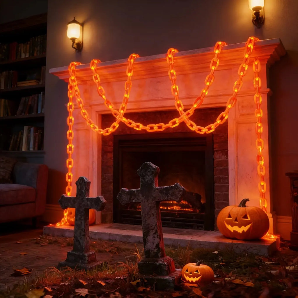 Cadena de luces LED solares de Halloween para exteriores, decoración de lámparas para patio, fiestas, celebraciones navideñas y atmósfera de terror